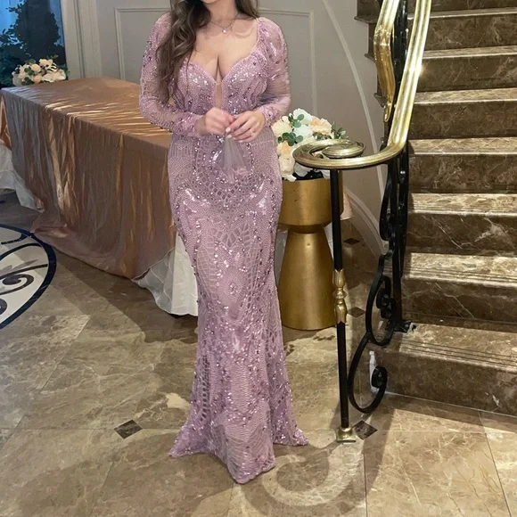 Beaded Lavender Evening gown Lilac - Picture 7 of 14